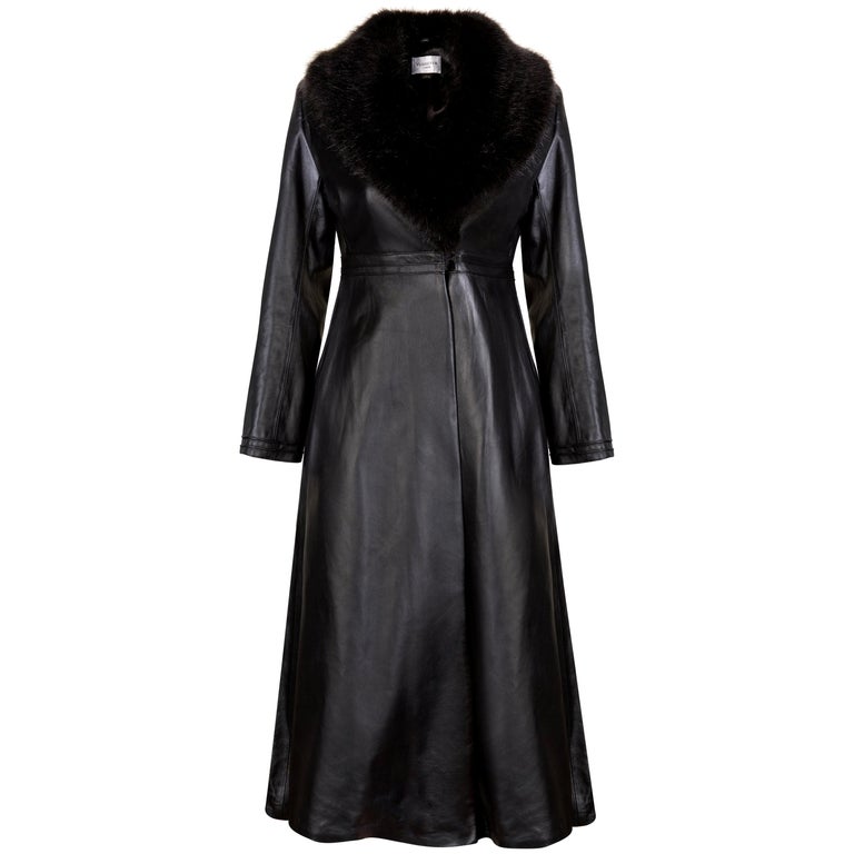 Verheyen London Edward Leather Coat with Faux Fur Collar in Black ...