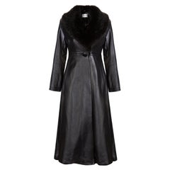 Verheyen London Edward Leather Coat with Faux Fur Collar in Black - Size uk 10