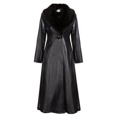 Manteau en cuir Verheyen London Edward avec col en fausse fourrure noire - Taille UK 10