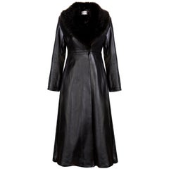 Manteau en cuir Verheyen London Edward avec col en fausse fourrure noire - Taille UK 10