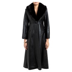 Cappotto in pelle Verheyen London Edward con colletto in pelliccia sintetica di colore nero - Taglia 12