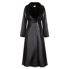 Cappotto in pelle Verheyen London Edward con colletto in pelliccia sintetica di colore nero - Taglia 12