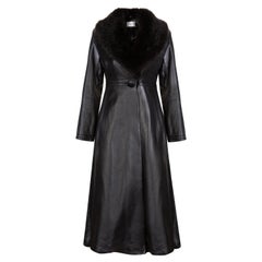 Manteau en cuir Verheyen London Edward avec col en fausse fourrure noire - Taille UK 12