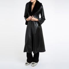 Verheyen London Edward Leather Coat with Faux Fur Collar in Black - Size uk 14