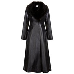 Verheyen London Edward Leather Coat with Faux Fur Collar in Black - Size uk 16