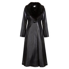 Verheyen London Edward Leather Coat with Faux Fur Collar in Black - Size uk 16