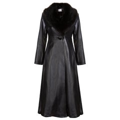 Verheyen London Edward Leather Coat with Faux Fur Collar in Black - Size uk 8