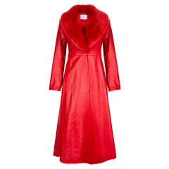 Cappotto in pelle Verheyen London Edward con collo in pelliccia sintetica in rosso - Taglia 10