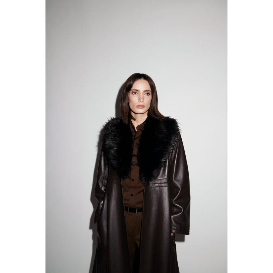 Verheyen London Edward Leather Trench Coat in Dark Chocolate and Black Size 8 3