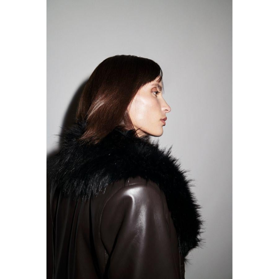 Verheyen London Edward Leather Trench Coat in Dark Chocolate and Black Size 8 4