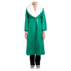 Verheyen London Edward Trench in pelle verde e pelliccia ecologica bianca, taglia 10