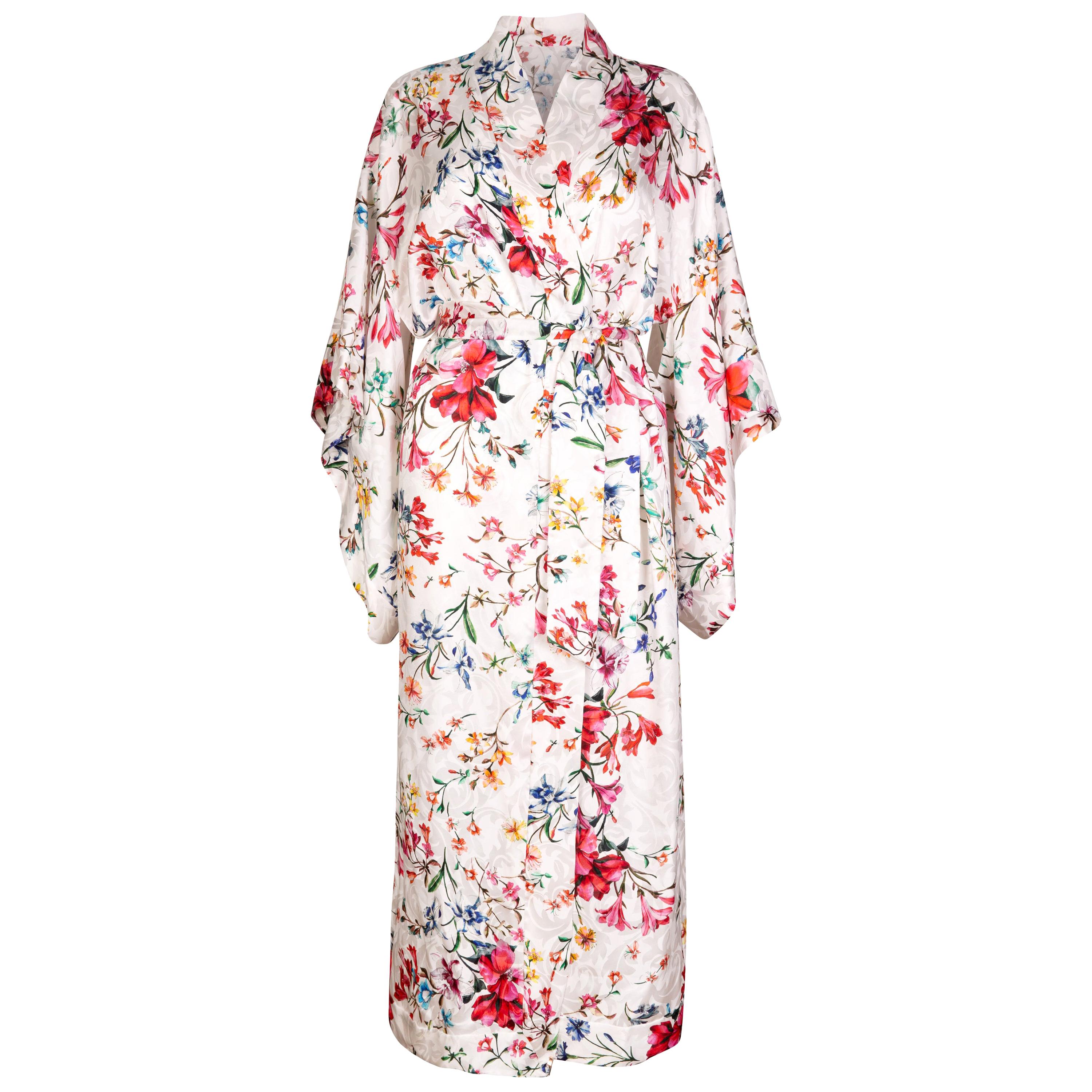 Verheyen London Flower Kimono dress in Italian Silk Satin Size small  - New 