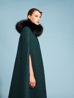 Verheyen London Forest Green Wool Cape - Size Medium