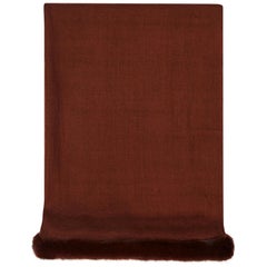 Verheyen London Handwoven Mink Fur Trimmed Cashmere Shawl in Chocolate Brown