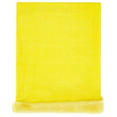 Verheyen London Handwoven Mink Fur Trimmed Cashmere Yellow Shawl