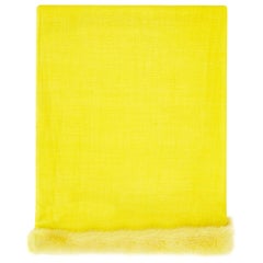 Verheyen London Handwoven Mink Fur Trimmed Cashmere Yellow Shawl 