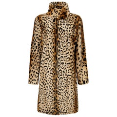 Verheyen London High Collar Leopard Print Coat Natural Goat Hair Fur Size uk 10