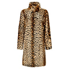 Verheyen London High Collar Leopard Print Coat Natural Goat Hair Fur Size uk 12