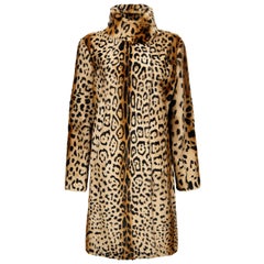 Verheyen London High Collar Leopard Print Coat Natural Goat Hair Fur Size uk 14