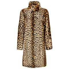 Verheyen London High Collar Leopard Print Coat Natural Goat Hair Fur Size uk 12 