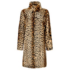 Verheyen London High Collar Leopard Print Coat Natural Goat Hair Fur Size uk 14