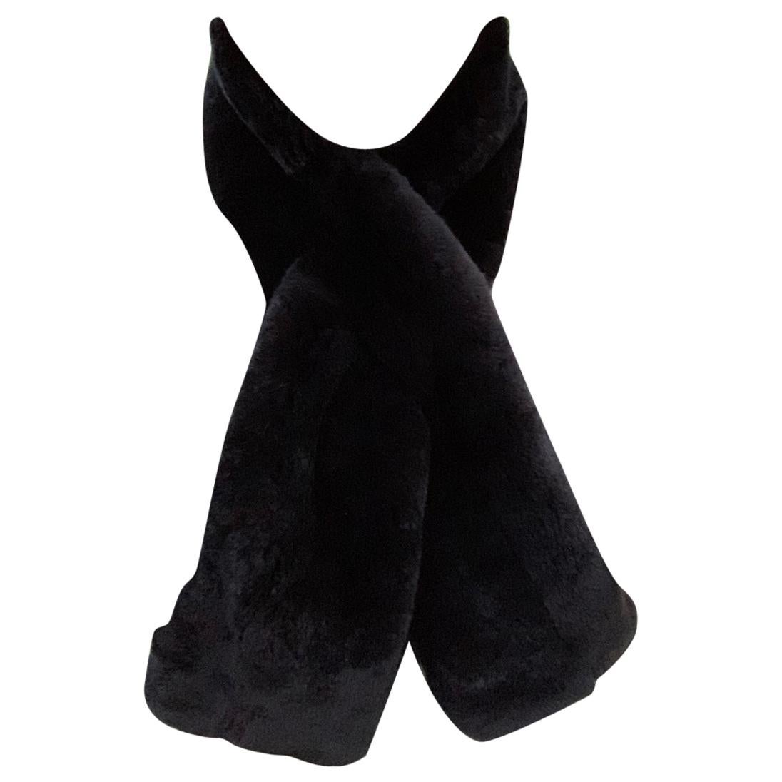 Verheyen London in Black Rex Rabbit Fur Collar - 3 ways  For Sale