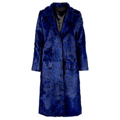 Verheyen London - Manteau à encre bleue à imprimé léopard en fourrure de chèvre GB 10 