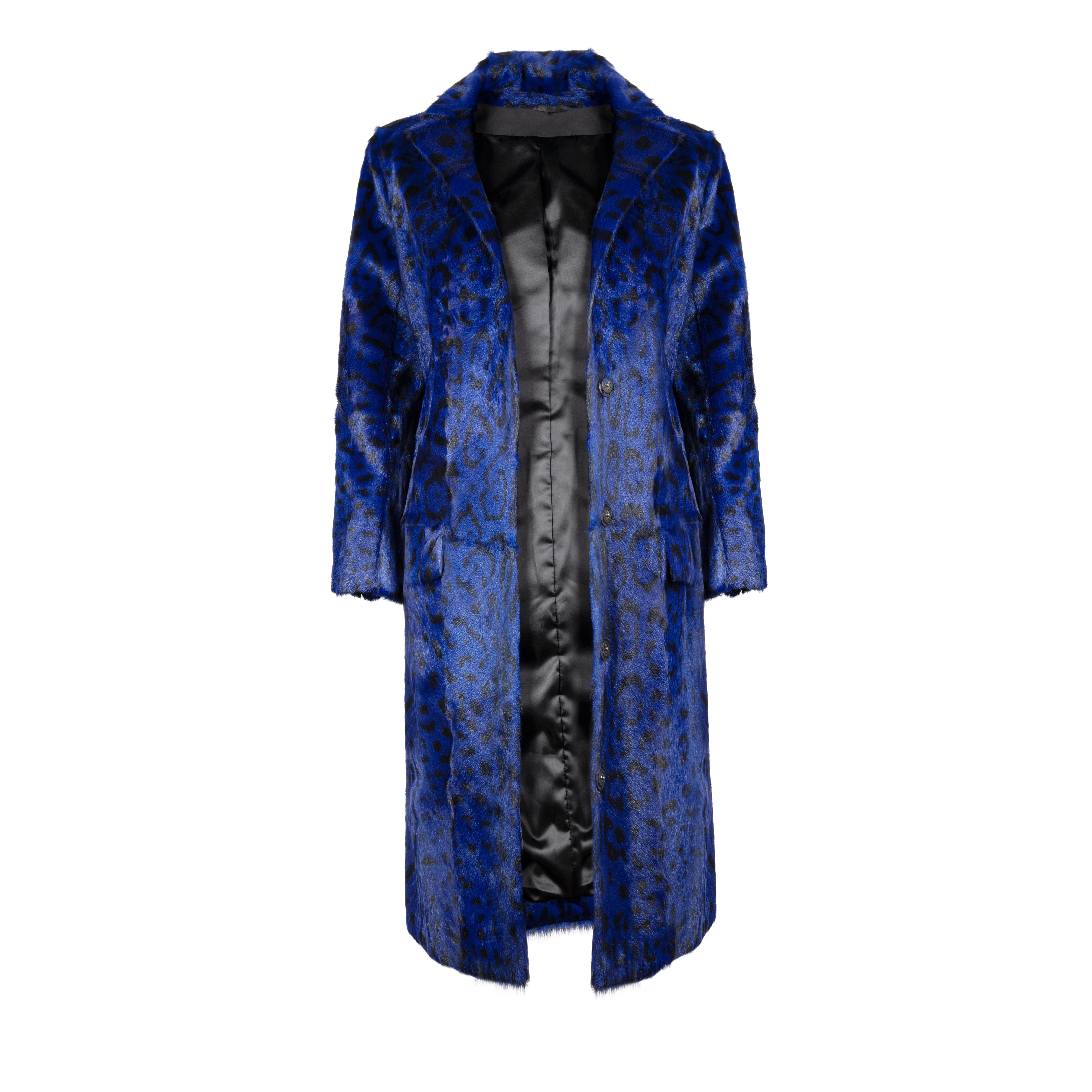 Verheyen London Leopard Print Mantel in Ink Blue Ziegenhaar Pelz - Größe UK 8 

Dieser Mantel mit Leopardenmuster ist der Klassiker von Verheyen London für mühelosen Stil und Glamour.
Ein Mantel, den man sowohl zu Jeans als auch zu einem Kleid