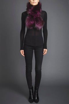 Verheyen London Lapel Cross-through Collar Purple Amethyst  Fox Fur - Brand New