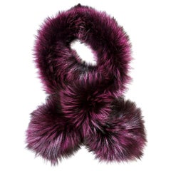 Verheyen London Lapel Cross-through Collar in Deep Amethyst  Fox Fur 
Silk
