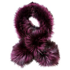 Verheyen London Lapel Cross-through Collar Purple Amethyst  Fox Fur - Brand New