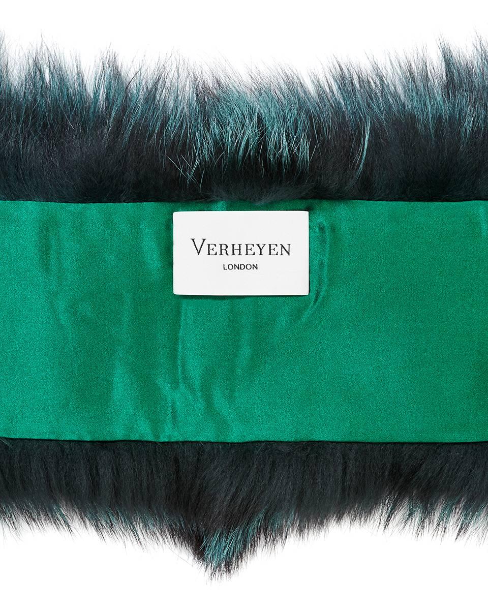 Verheyen London Lapel Cross-Through Collar in Emerald Green Fox Fur - Brand New  3