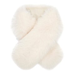 Verheyen London Lapel Cross-through Collar in Pearl White Fox Fur Brand New 