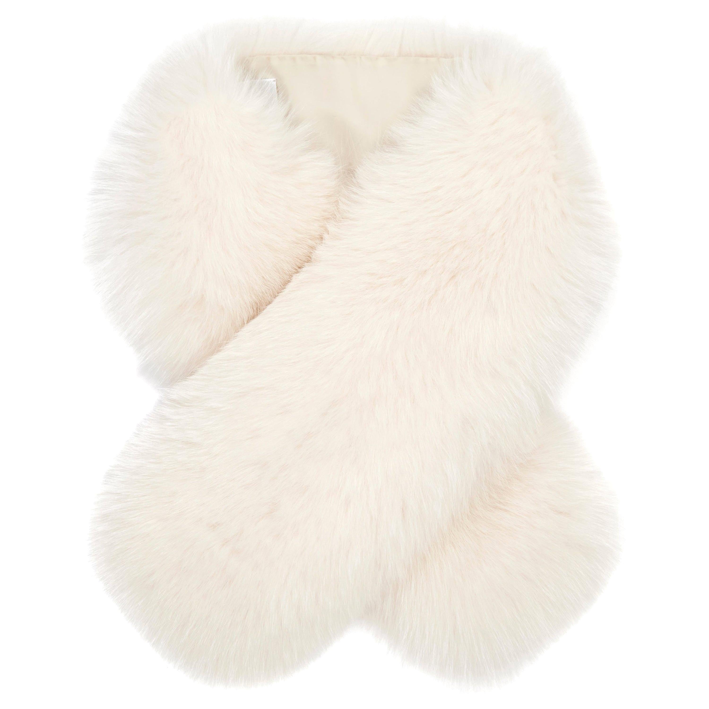 Verheyen London Lapel Cross-through Collar in Pearl White Fox Fur Brand New 