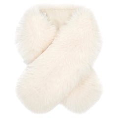 Verheyen London Lapel Cross-through Collar in Pearl White Fox Fur Brand New
