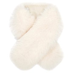 Verheyen London Lapel Cross-through Collar in Pearl White Fox Fur - Brand New 