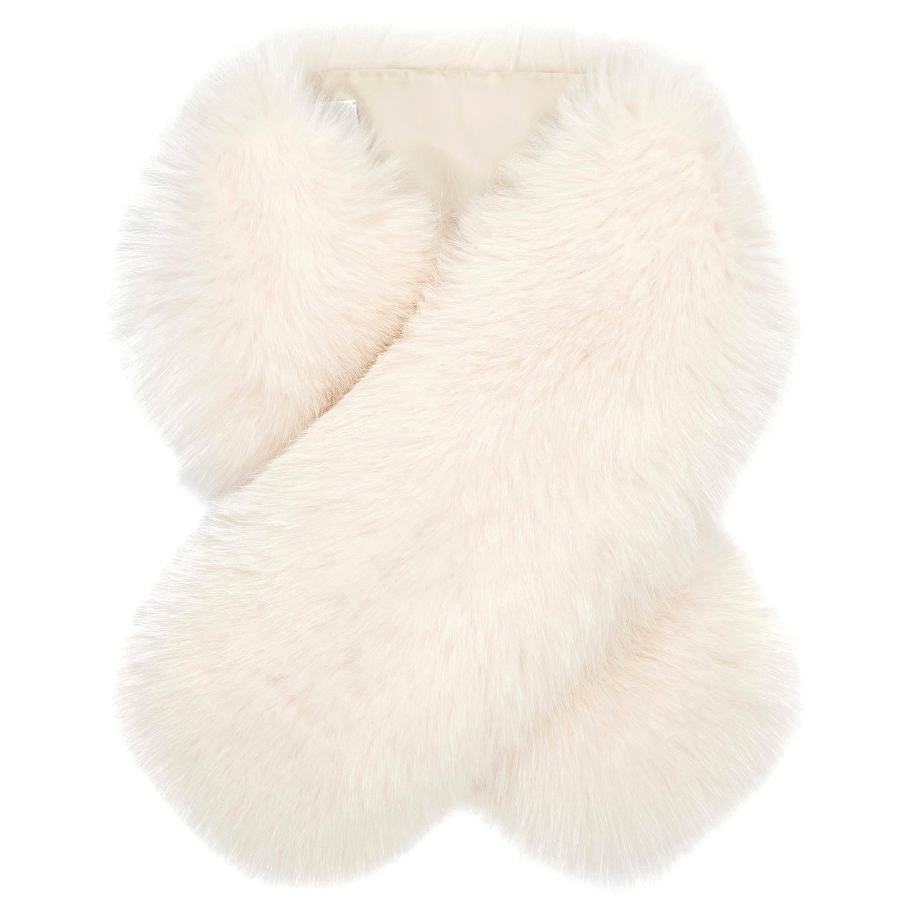 Verheyen London Lapel Cross-through Collar in Pearl White Fox Fur 