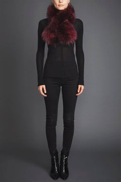 Verheyen London Lapel Cross-through Collar in Soft Ruby Fox Fur - Brand New
