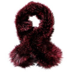 Verheyen London Lapel Cross-through Collar in Soft Ruby Fox Fur & Silk Lining