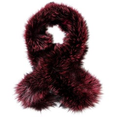 Verheyen London Lapel Cross-through Collar in Soft Ruby Fox Fur 
Silk Lining