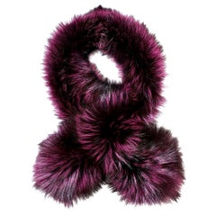 Verheyen London Lapel Cross-through Collar Stole in Purple Fox Fur - Brand New Verheyen London Lapel Cross-through Collar Stole in Purple Fox Fur - Brand New