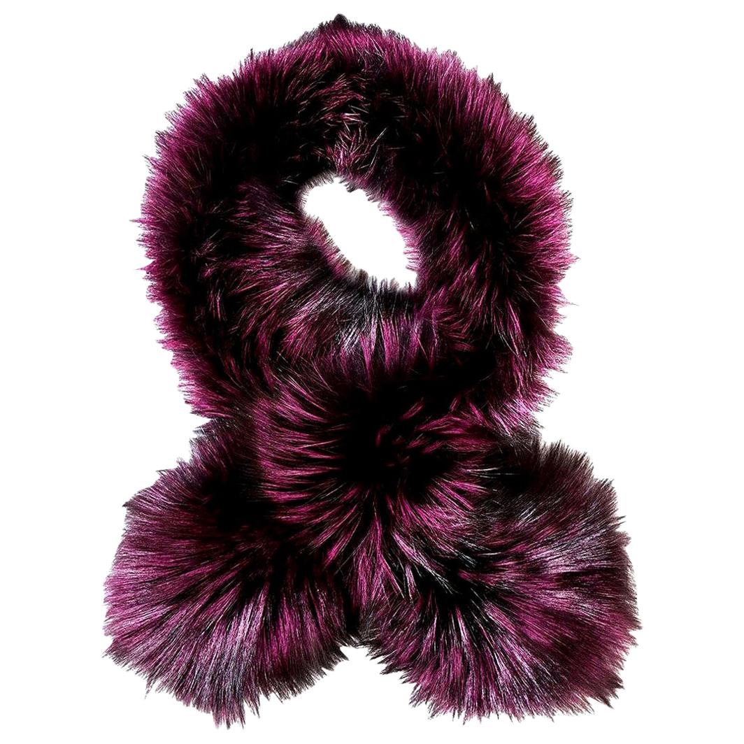 Verheyen London Lapel Cross-through Collar Stole in Purple Fox Fur 