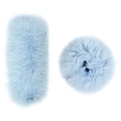 Verheyen London Large Pair of Snap on Fox Fur Cuffs in Ice Blue - Brand New 