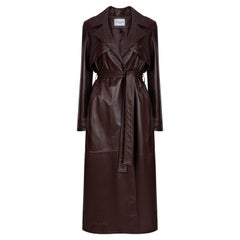 Trench in pelle di Verheyen London in marrone cioccolato - Taglia 10