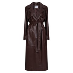 Verheyen London Leather Trench Coat in Chocolate Brown - Size uk 12 