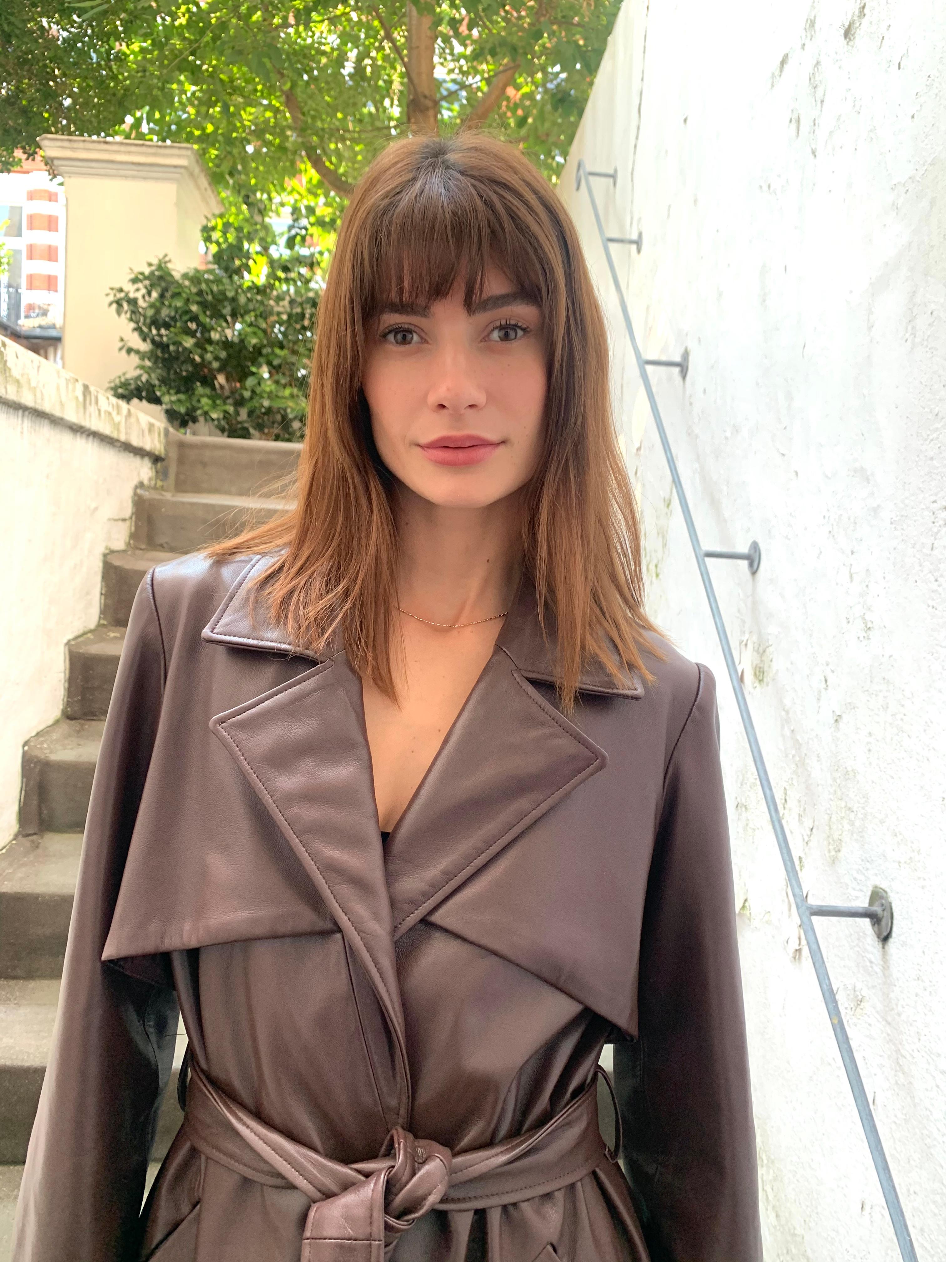 Verheyen London Leather Trench Coat in Chocolate Brown - Size uk 14 For Sale 3