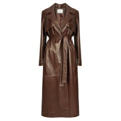 Verheyen London Leather Trench Coat in Chocolate Brown - Size uk 14