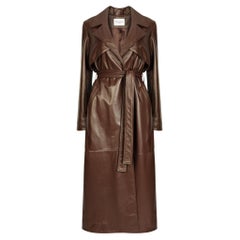 Trench-coat en cuir Verheyen London en brun chocolat - Taille UK 14