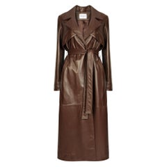 Trenca de piel Verheyen London en marrón chocolate - Talla uk 14