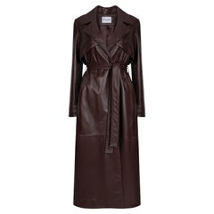 Verheyen London Leather Trench Coat in Chocolate Brown - Size uk 8